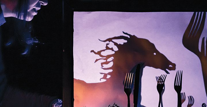 théâtre d'ombres des fourchettes forment un cheval