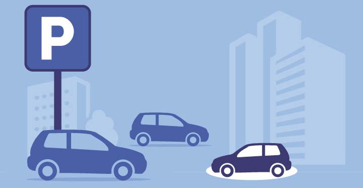 Illustration une voiture est garée à côté d'un panneau stationnement autorisé zone blanche
