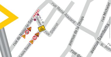 Carte indiquant les travaux rue JB-Clément