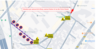 Plan des déviations durant la phase 1 des travaux rue A-M-Colombier