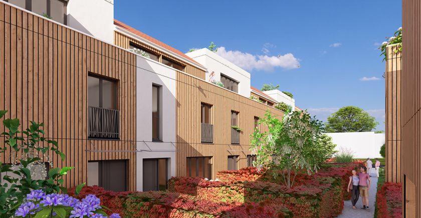 Vue du projet immobilier coté jardin
