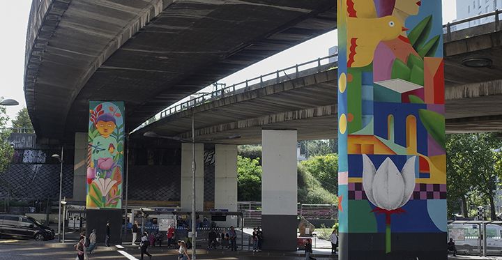 Les fresques sous l'échangeur autoroutier