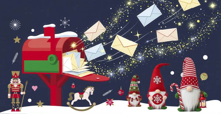 Illustration le courrier de la boîte aux lettres du Père Noël s'envole
