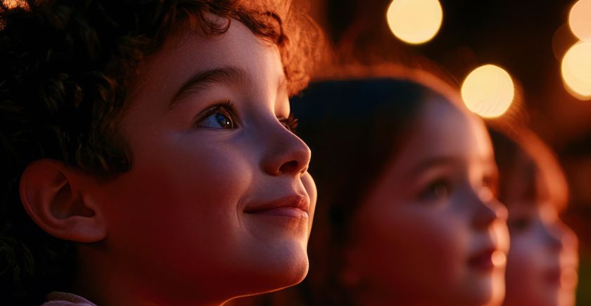 Des enfants au regard émerveillé