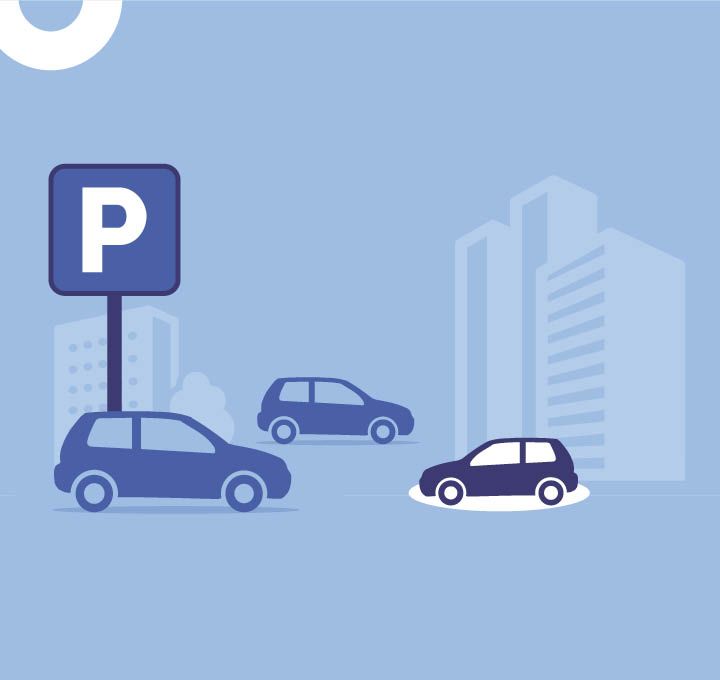 Illustration une voiture est garée à côté d'un panneau stationnement autorisé zone blanche