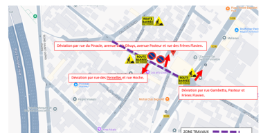 Plan des déviations durant la phase 2 des travaux rue A-M-Colombier