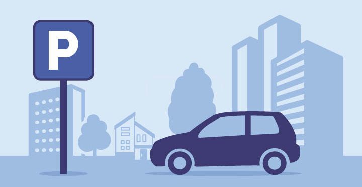 Illustration une voiture est garée à côté d'un panneau stationnement autorisé zone bleue